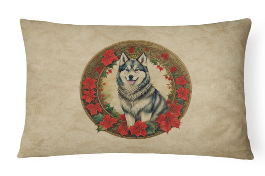 Buy this Alaskan Malamute Christmas Flowers Throw Pillow