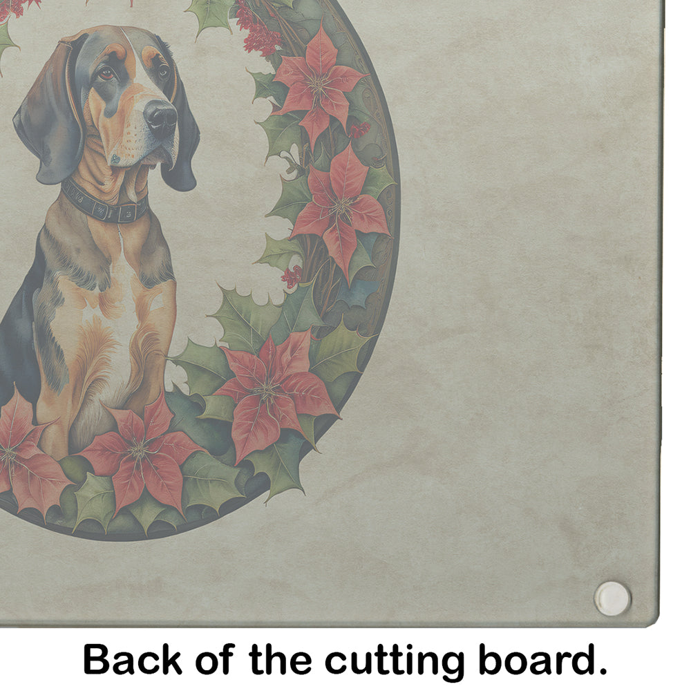 American English Coonhound Christmas Flowers Glass Cutting Board