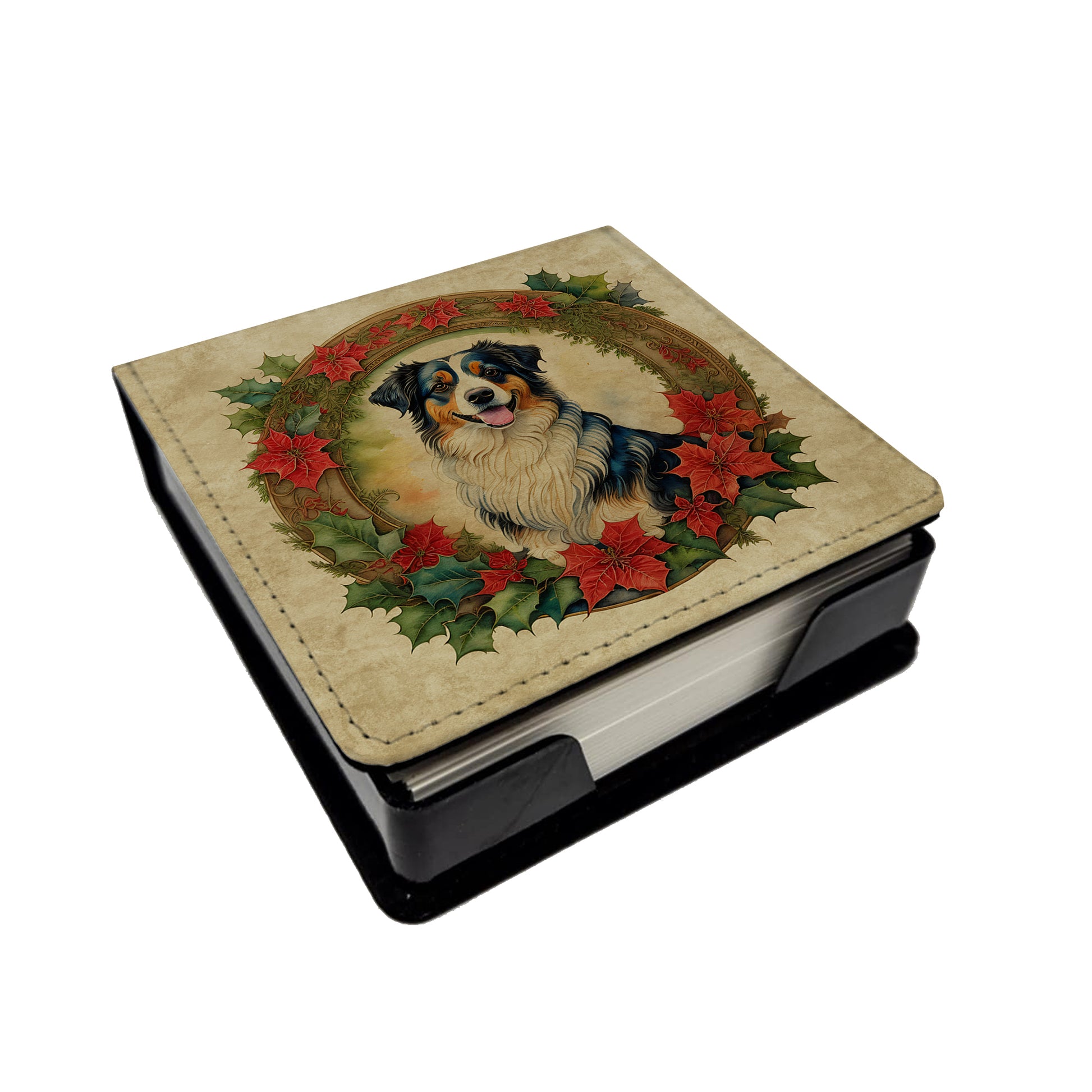 Buy this Australian Shepherd Christmas Flowers PU Leather Note Paper Holder