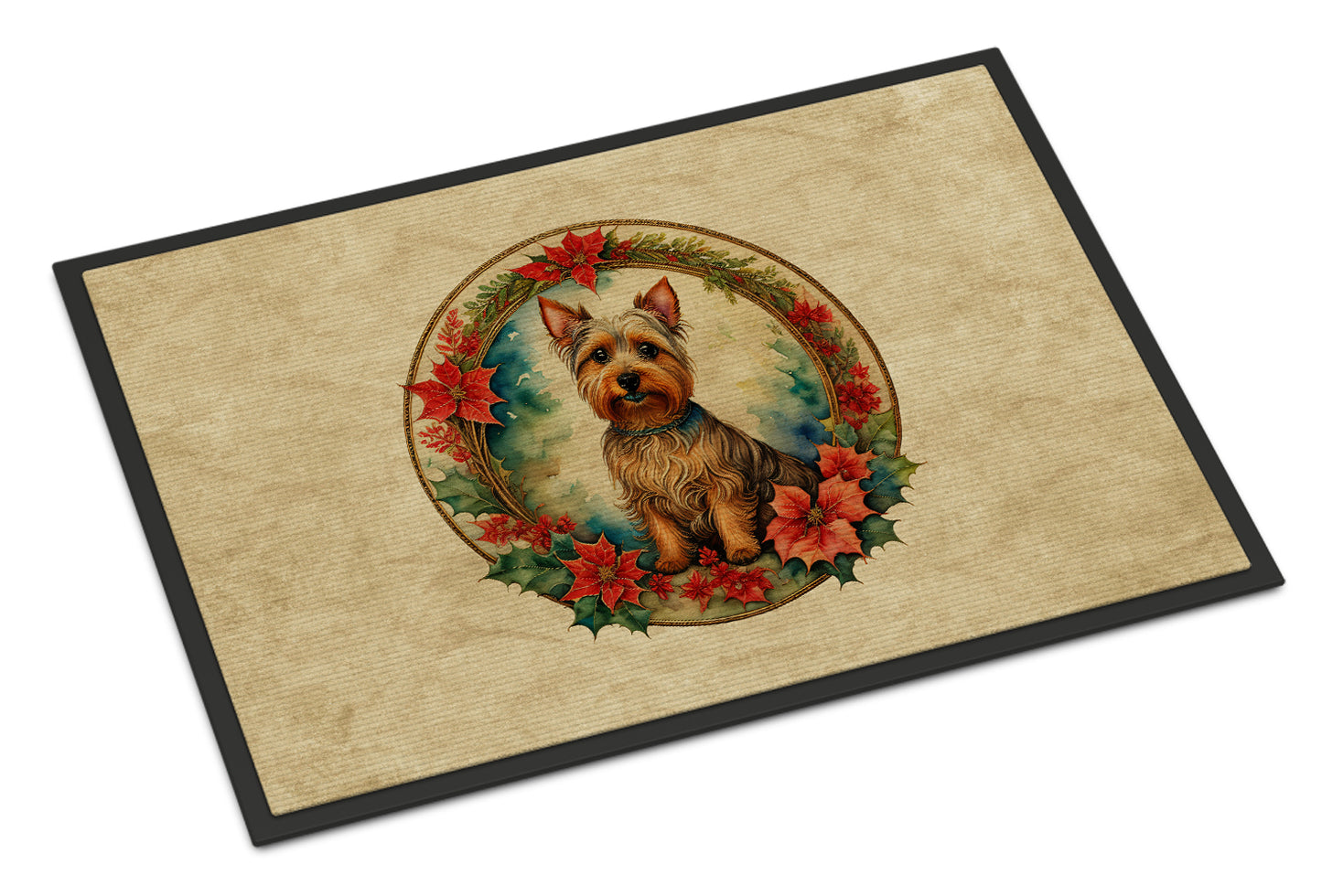 Buy this Australian Terrier Christmas Flowers Doormat