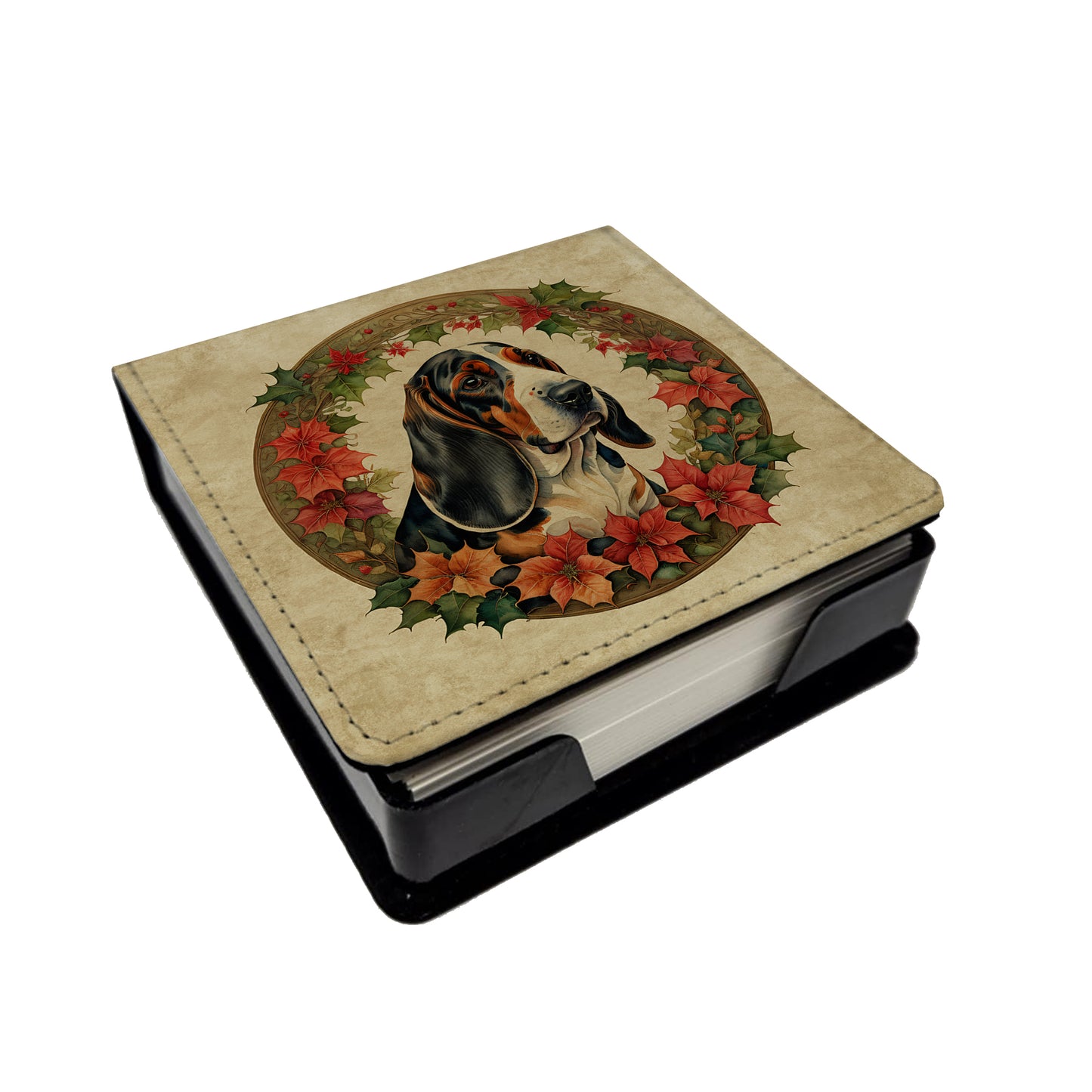 Buy this Basset Hound Christmas Flowers PU Leather Note Paper Holder