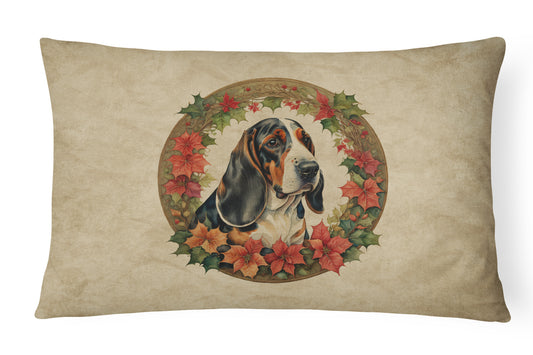 Buy this Basset Hound Christmas Flowers Throw Pillow