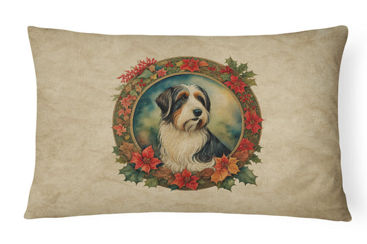 Buy this Bearded Collie Christmas Flowers Throw Pillow