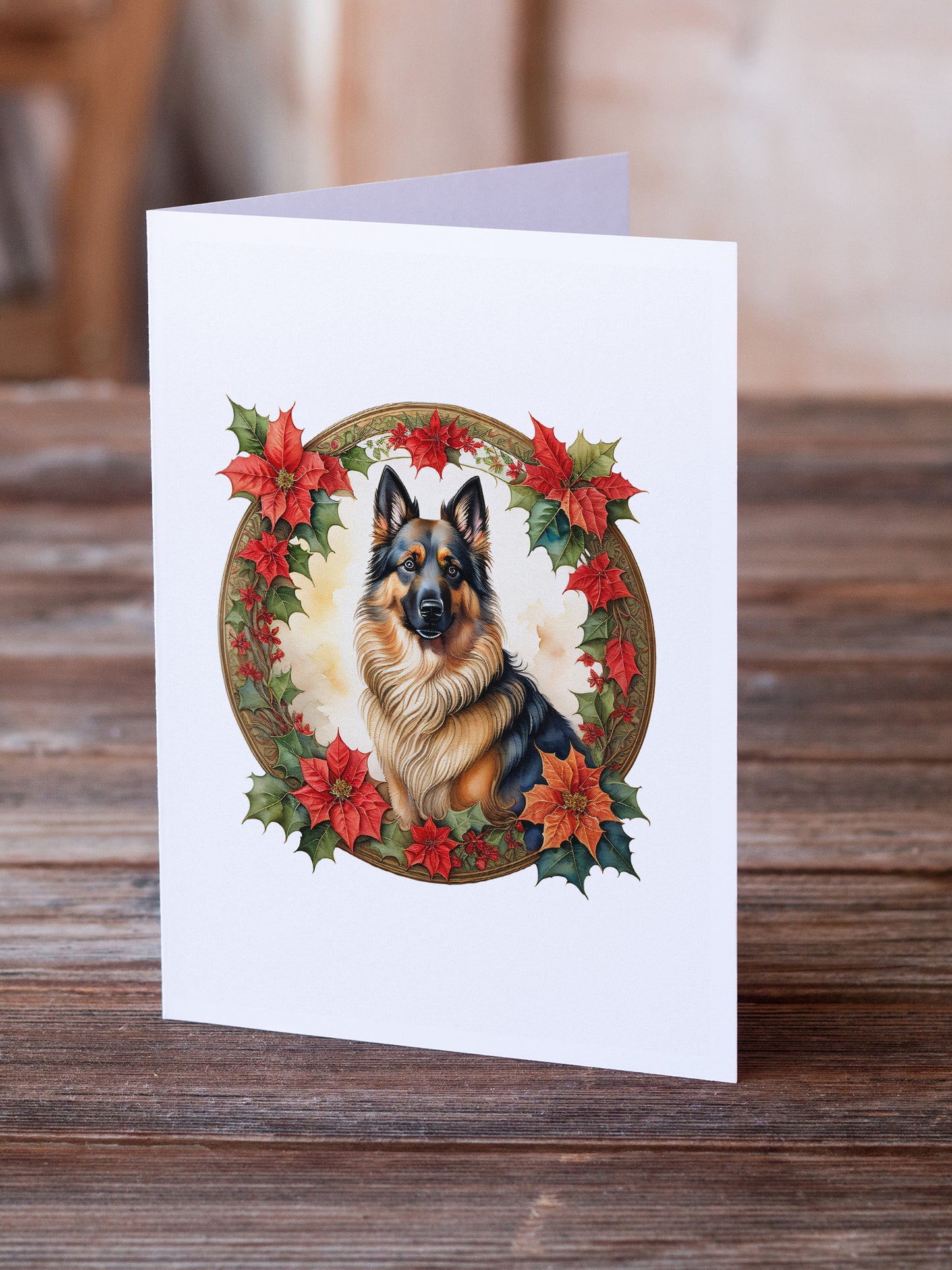 Belgian Tervuren Christmas Flowers Greeting Cards Pack of 8