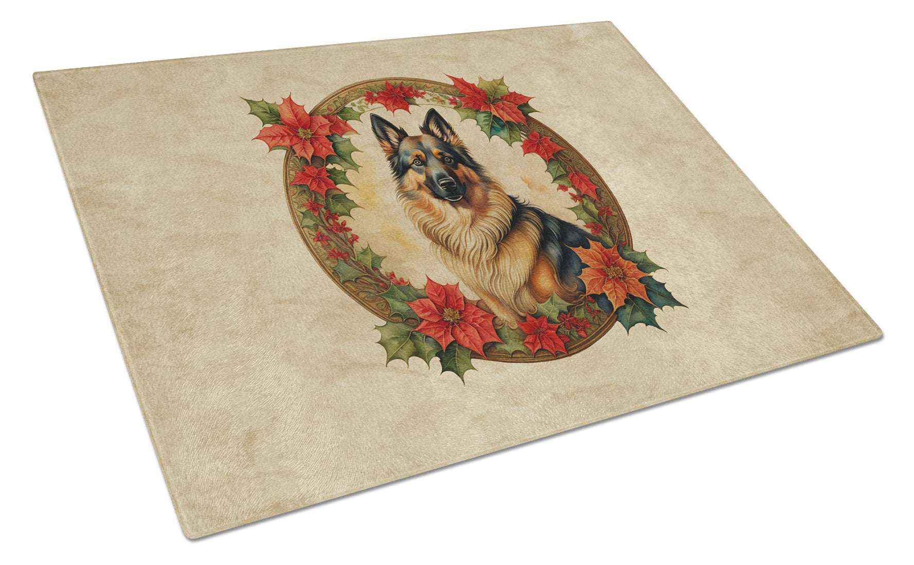 Buy this Belgian Tervuren Christmas Flowers Glass Cutting Board