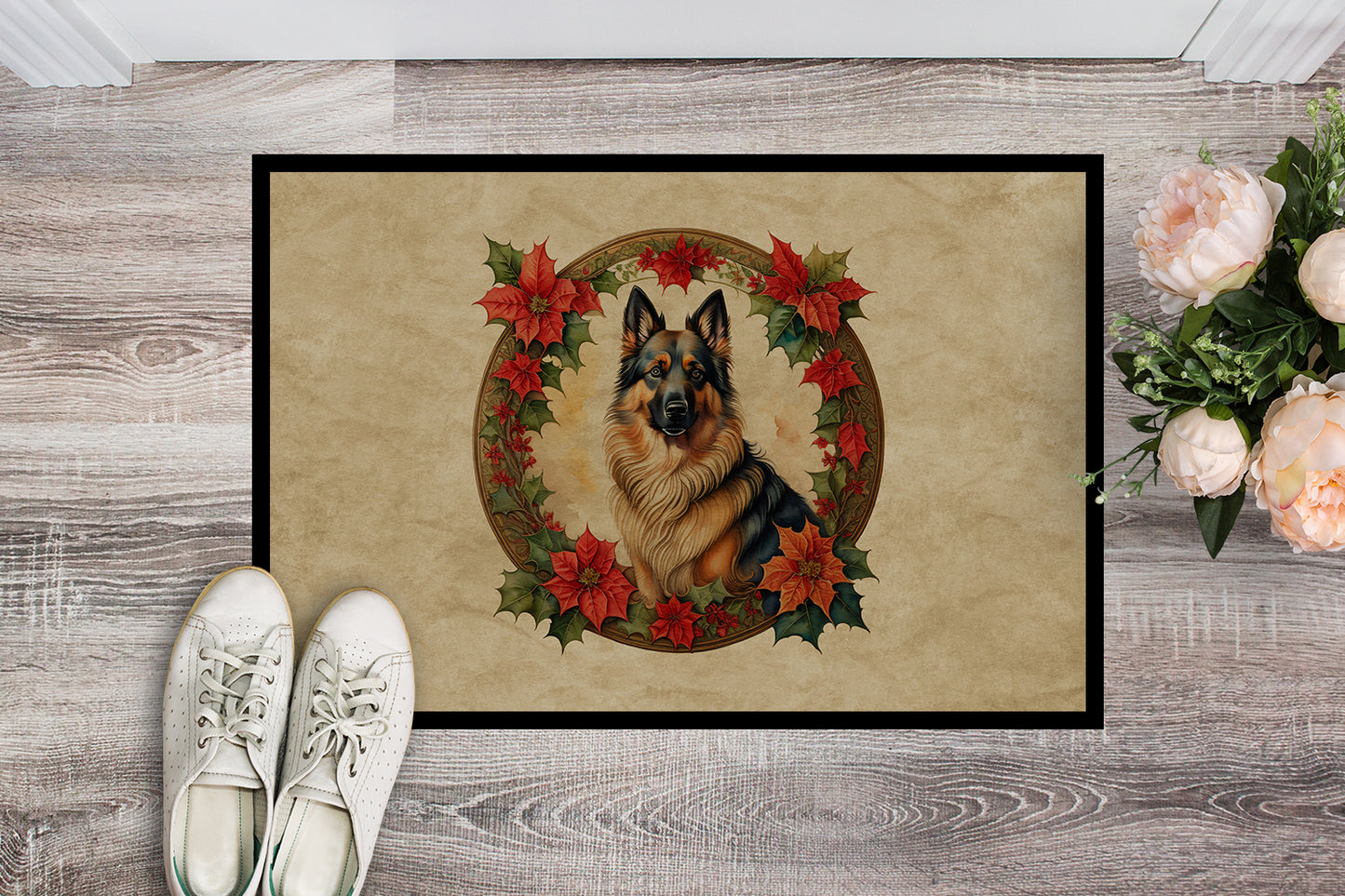 Belgian Tervuren Christmas Flowers Doormat