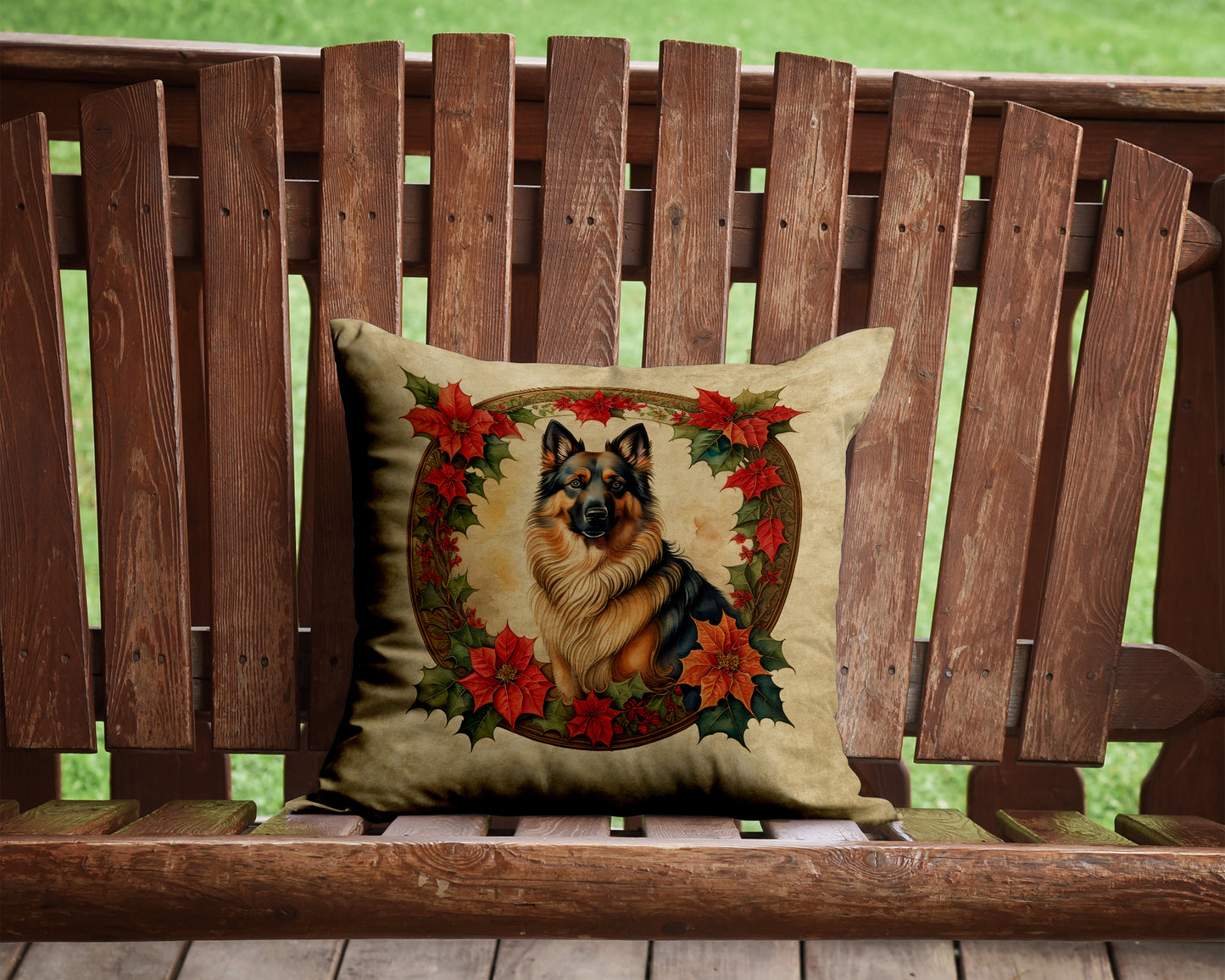 Belgian Tervuren Christmas Flowers Throw Pillow