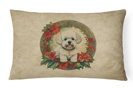 Buy this Bichon Frise Christmas Flowers Throw Pillow