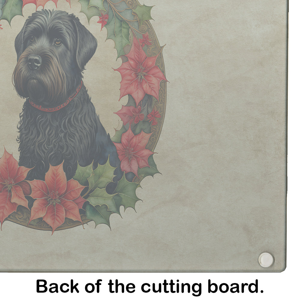 Black Russian Terrier Christmas Flowers Glass Cutting Board