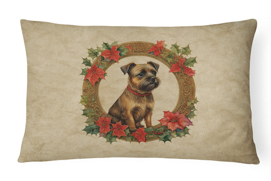 Buy this Border Terrier Christmas Flowers Throw Pillow