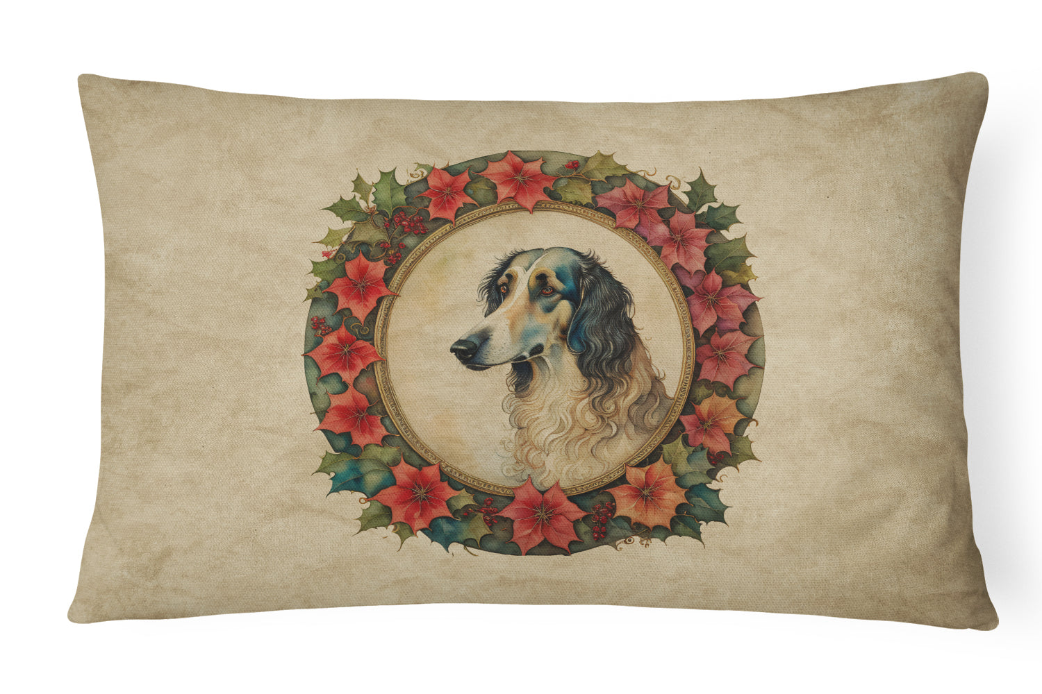 Buy this Borzoi Christmas Flowers Throw Pillow