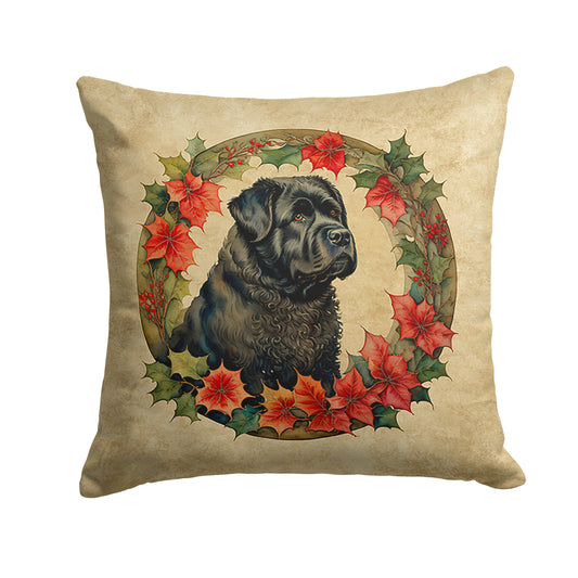 Buy this Bouvier des Flandres Christmas Flowers Throw Pillow