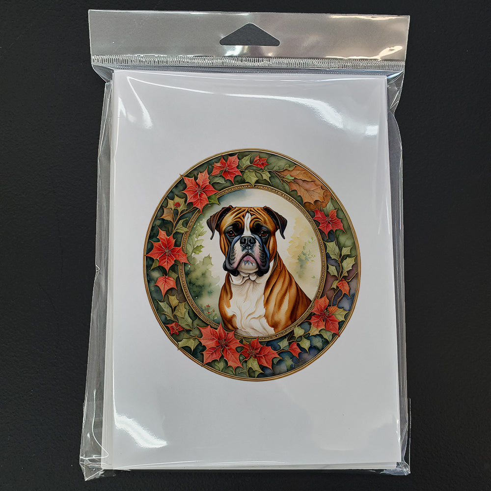 Boxer Christmas Flowers Greeting Cards Pack of 8