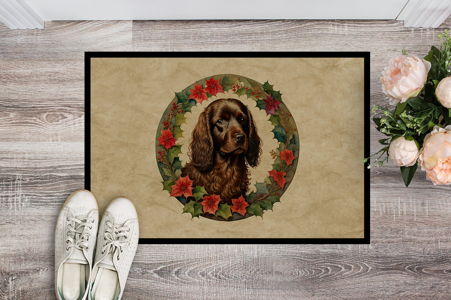 Boykin Spaniel Christmas Flowers Doormat