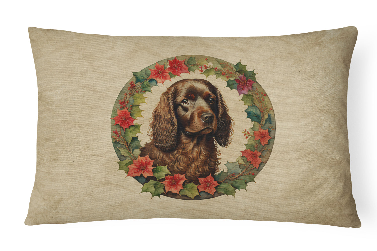 Buy this Boykin Spaniel Christmas Flowers Throw Pillow