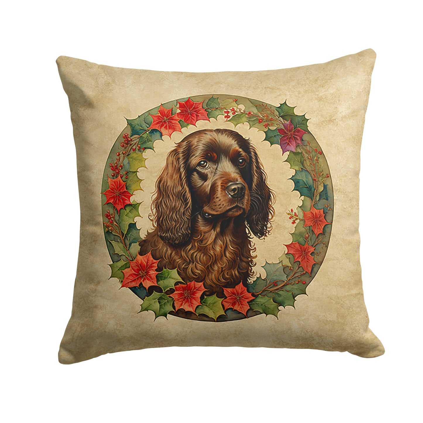 Buy this Boykin Spaniel Christmas Flowers Throw Pillow