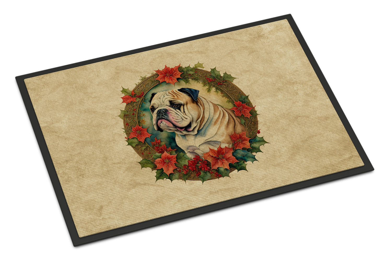 Buy this English Bulldog Christmas Flowers Doormat