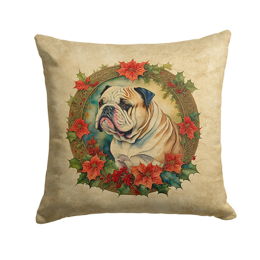 Buy this English Bulldog Christmas Flowers Throw Pillow