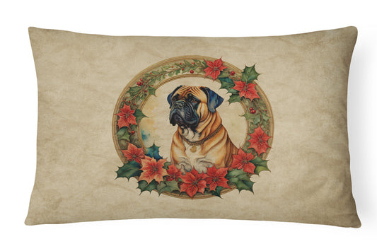 Buy this Bullmastiff Christmas Flowers Throw Pillow