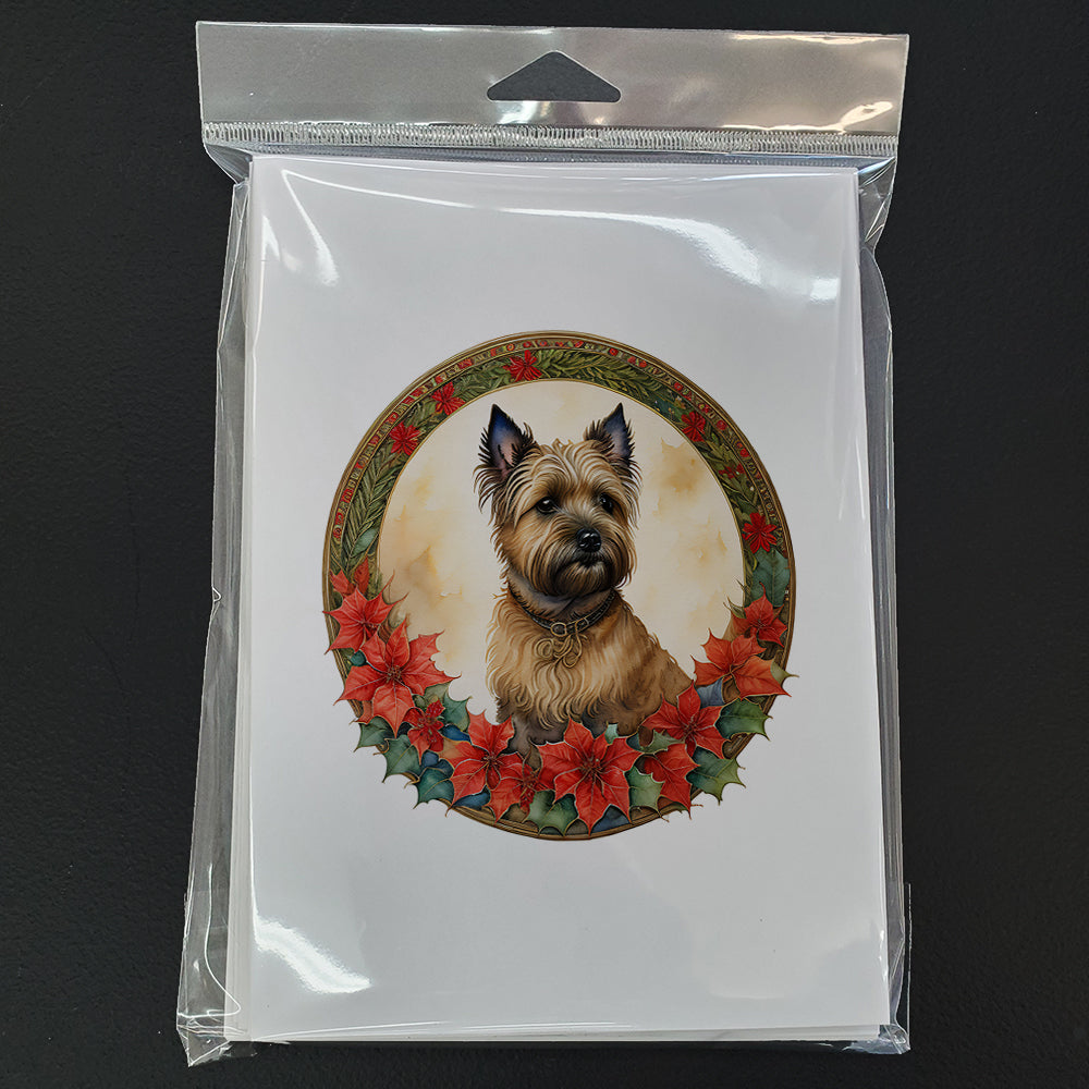 Cairn Terrier Christmas Flowers Greeting Cards Pack of 8