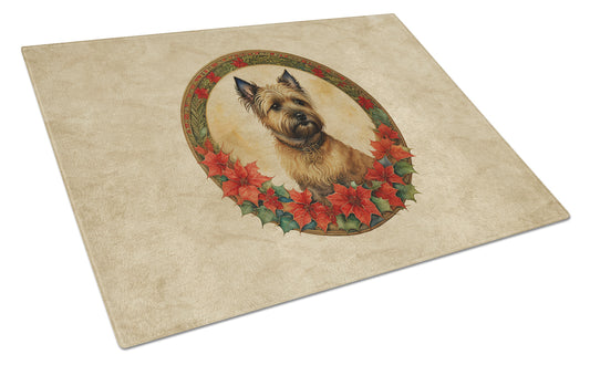 Buy this Cairn Terrier Christmas Flowers Glass Cutting Board