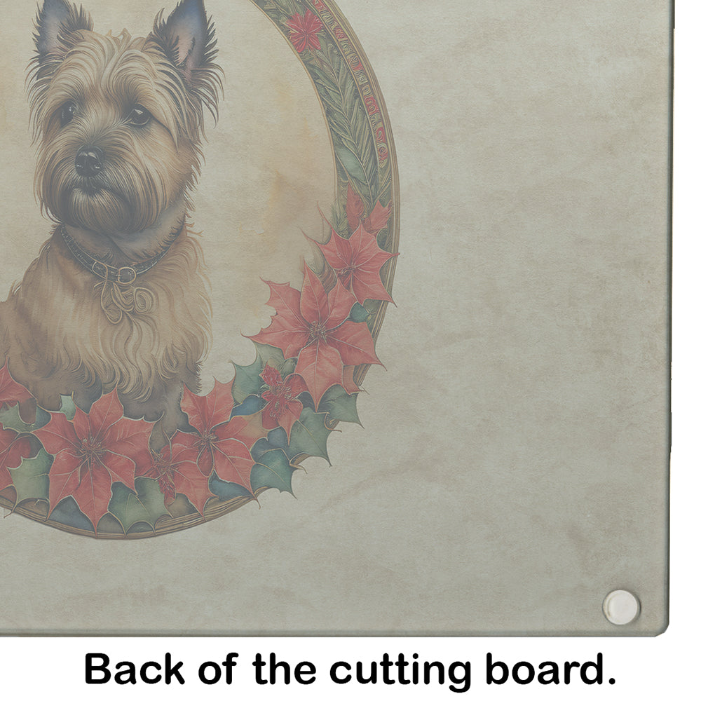 Cairn Terrier Christmas Flowers Glass Cutting Board