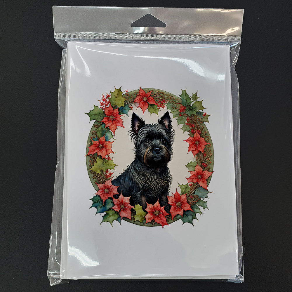 Cairn Terrier Christmas Flowers Greeting Cards Pack of 8