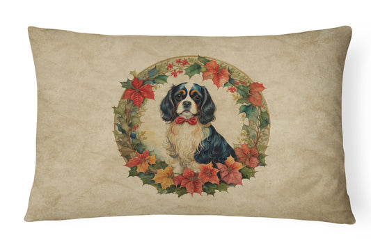 Buy this Cavalier Spaniel Christmas Flowers Throw Pillow