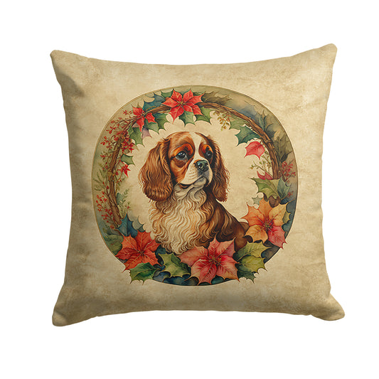 Buy this Cavalier Spaniel Christmas Flowers Throw Pillow