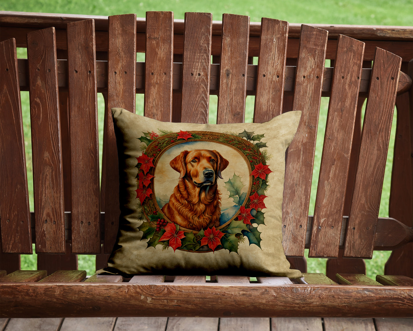 Chesapeake Bay Retriever Christmas Flowers Throw Pillow