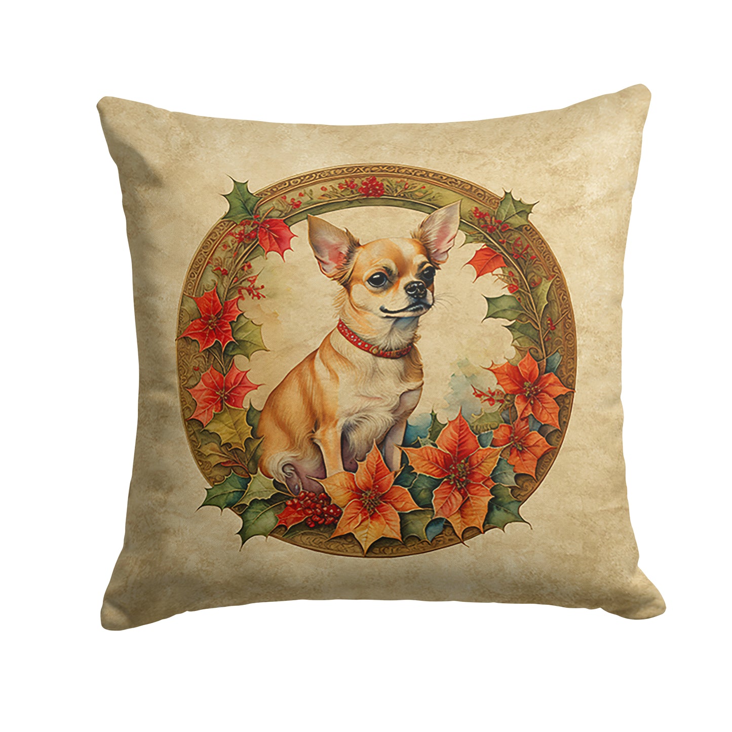 Buy this Chihuahua Christmas Flowers Throw Pillow