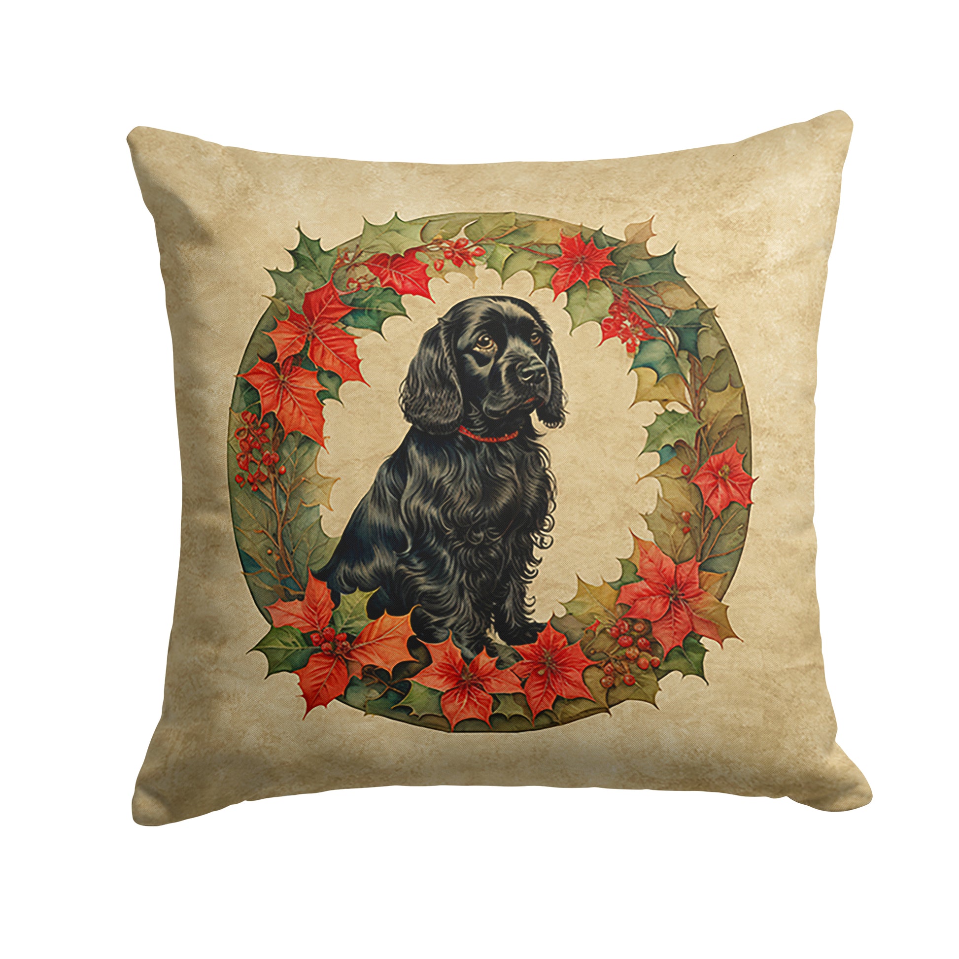 Buy this Cocker Spaniel Christmas Flowers Throw Pillow