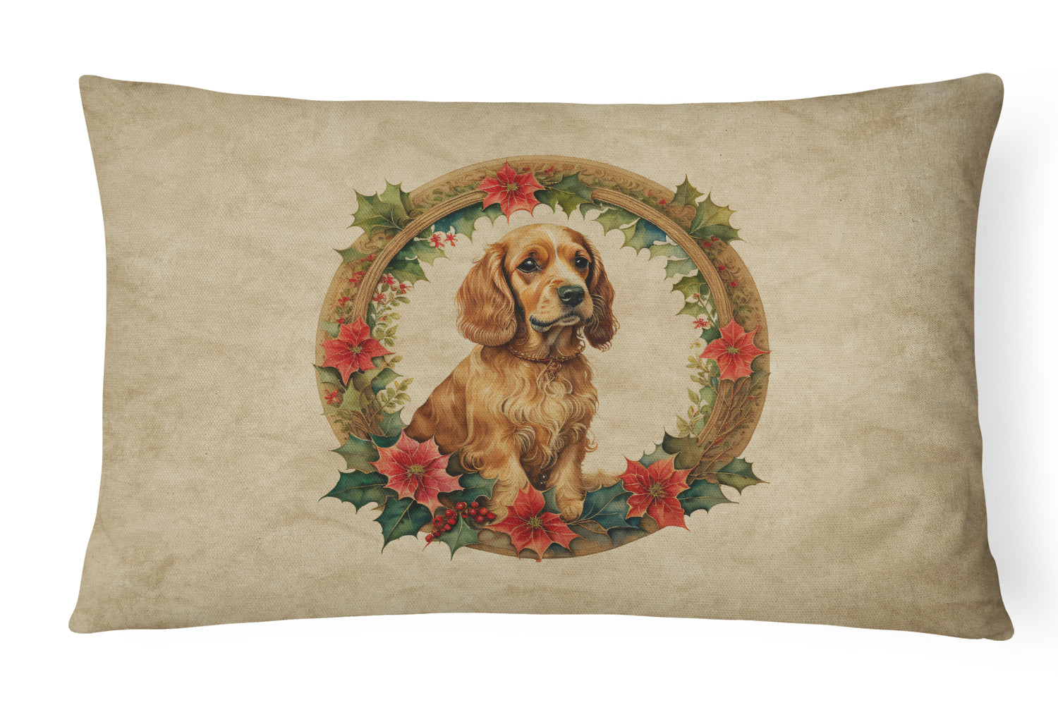 Buy this Cocker Spaniel Christmas Flowers Throw Pillow