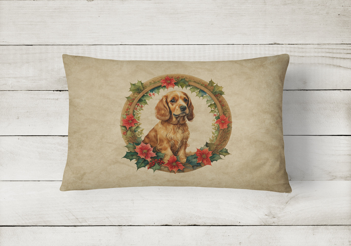 Cocker Spaniel Christmas Flowers Throw Pillow