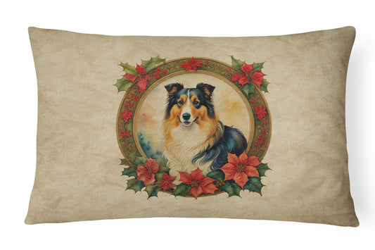 Buy this Collie Christmas Flowers Throw Pillow