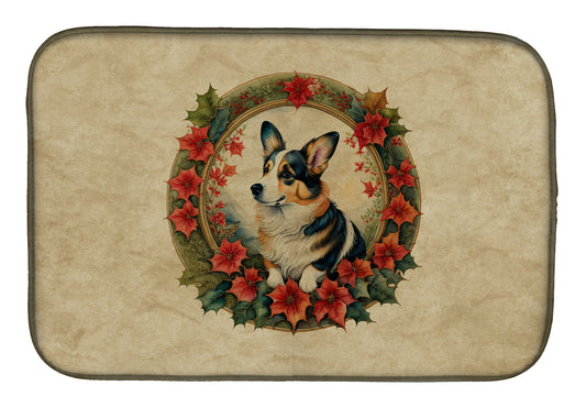 Buy this Corgi Christmas Flowers Dish Drying Mat