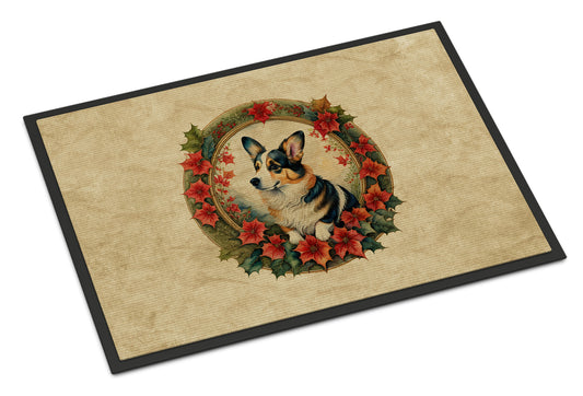 Buy this Corgi Christmas Flowers Doormat