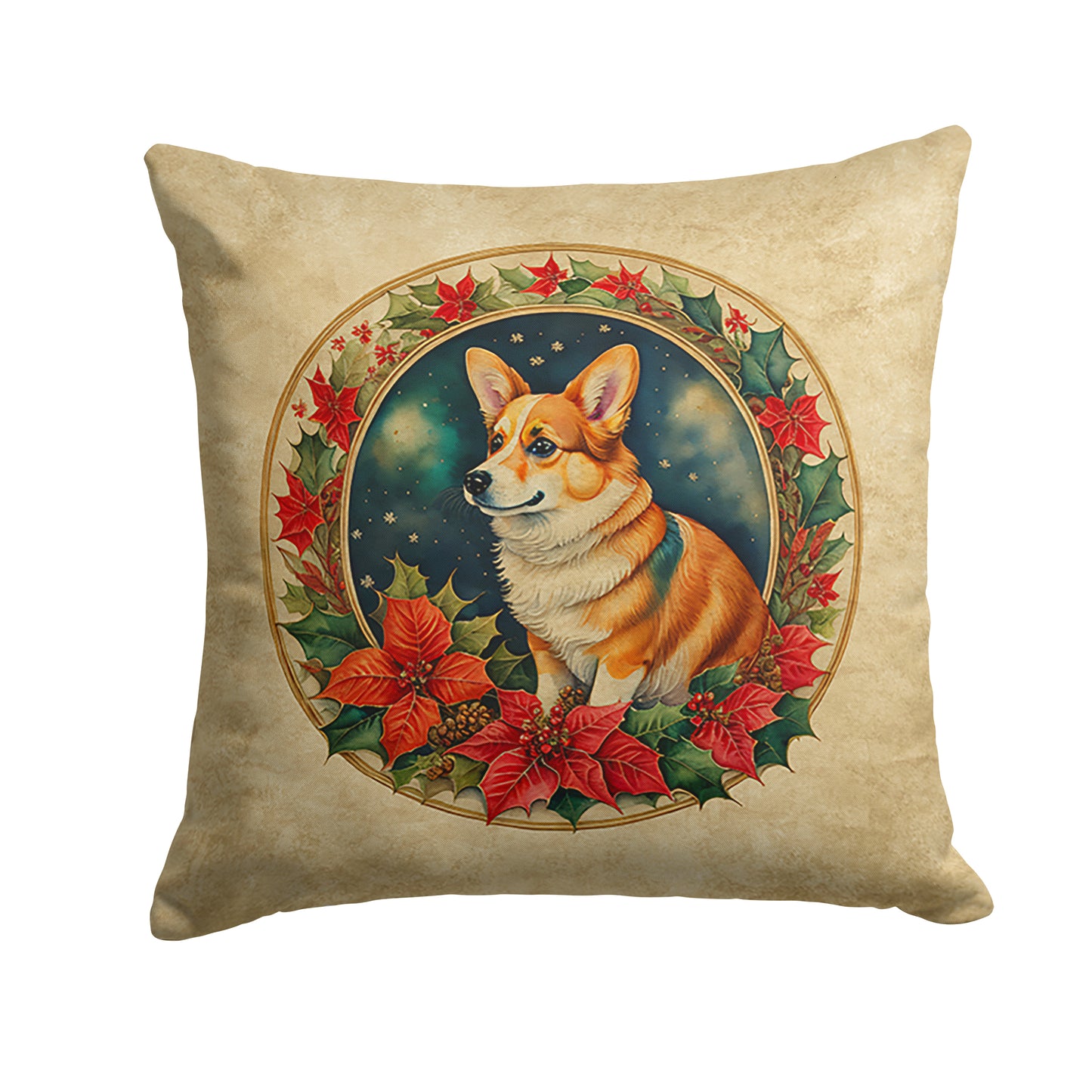 Buy this Corgi Christmas Flowers Throw Pillow