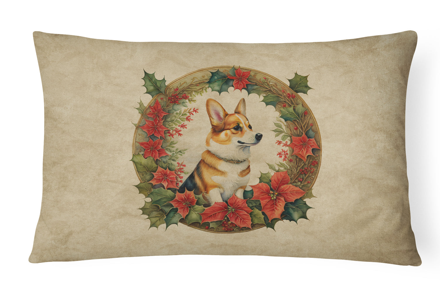 Buy this Corgi Christmas Flowers Throw Pillow