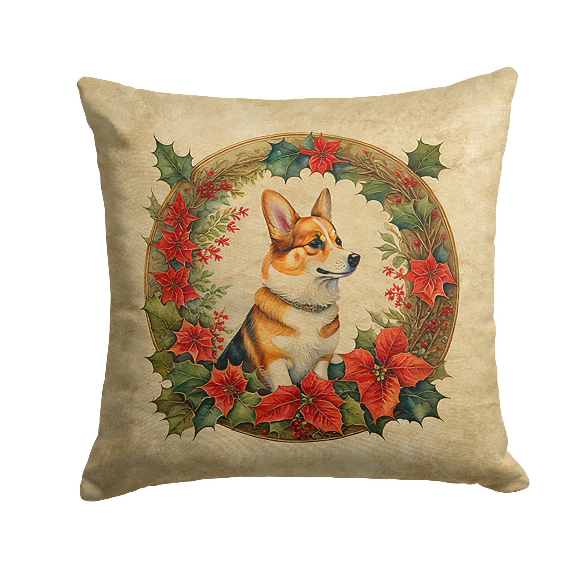 Buy this Corgi Christmas Flowers Throw Pillow