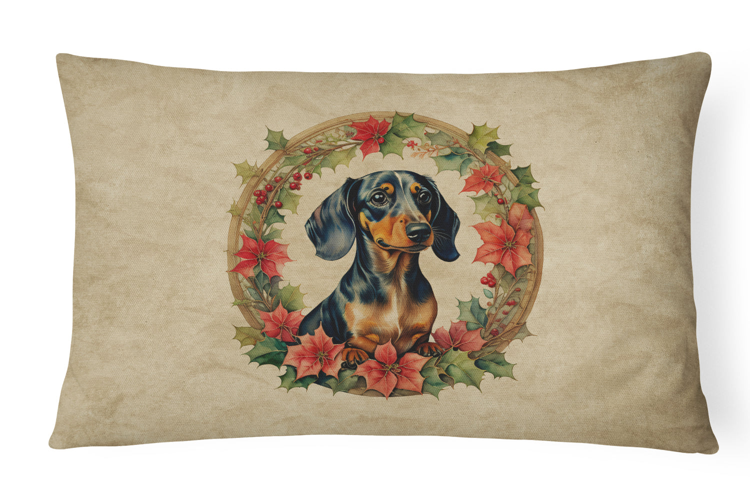 Buy this Dachshund Christmas Flowers Throw Pillow