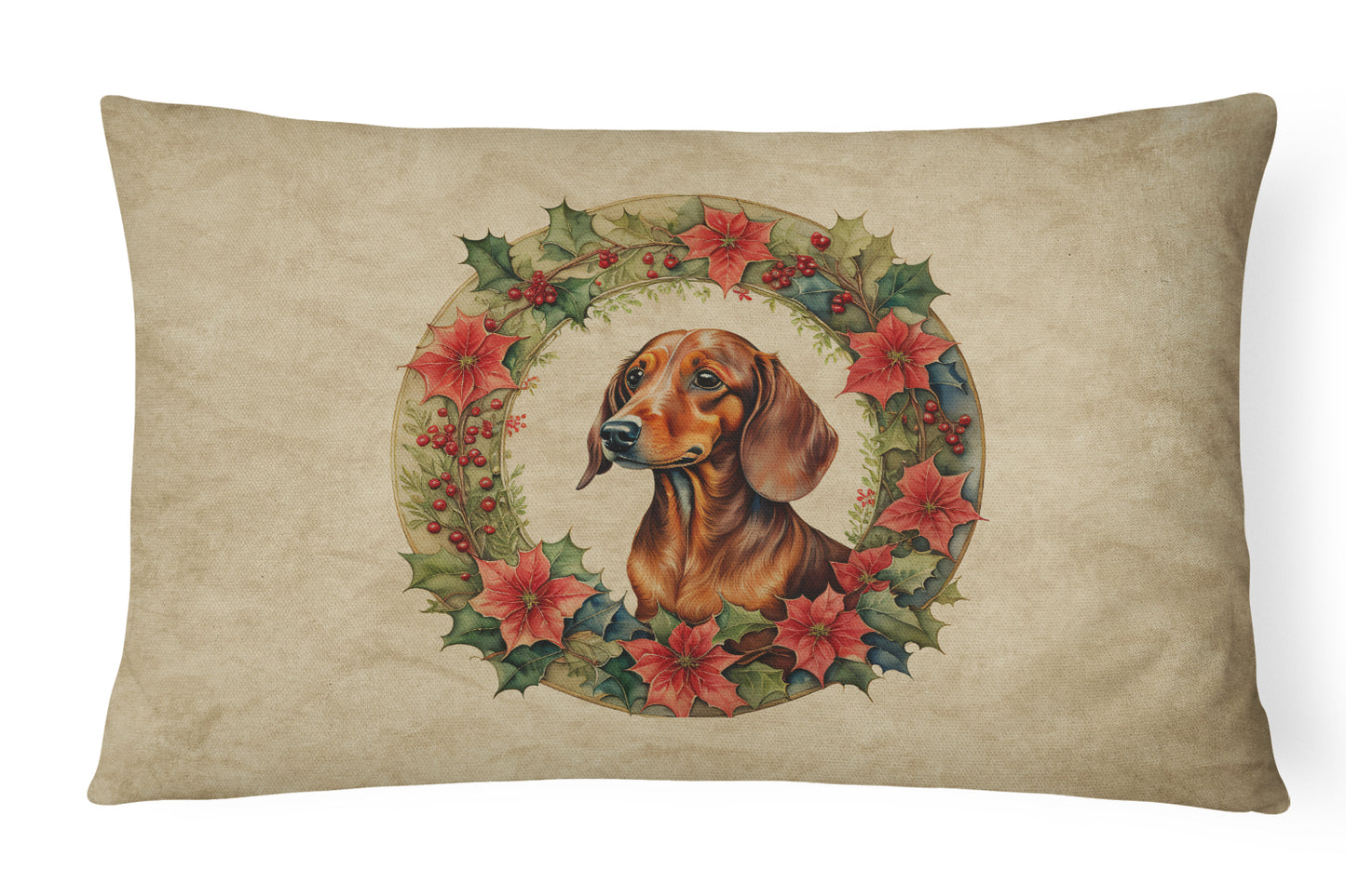 Buy this Dachshund Christmas Flowers Throw Pillow