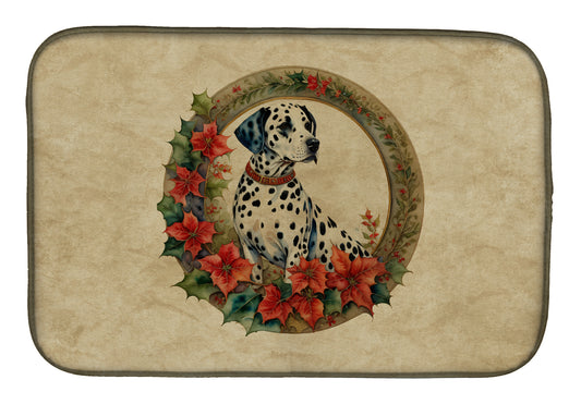 Buy this Dalmatian Christmas Flowers Dish Drying Mat