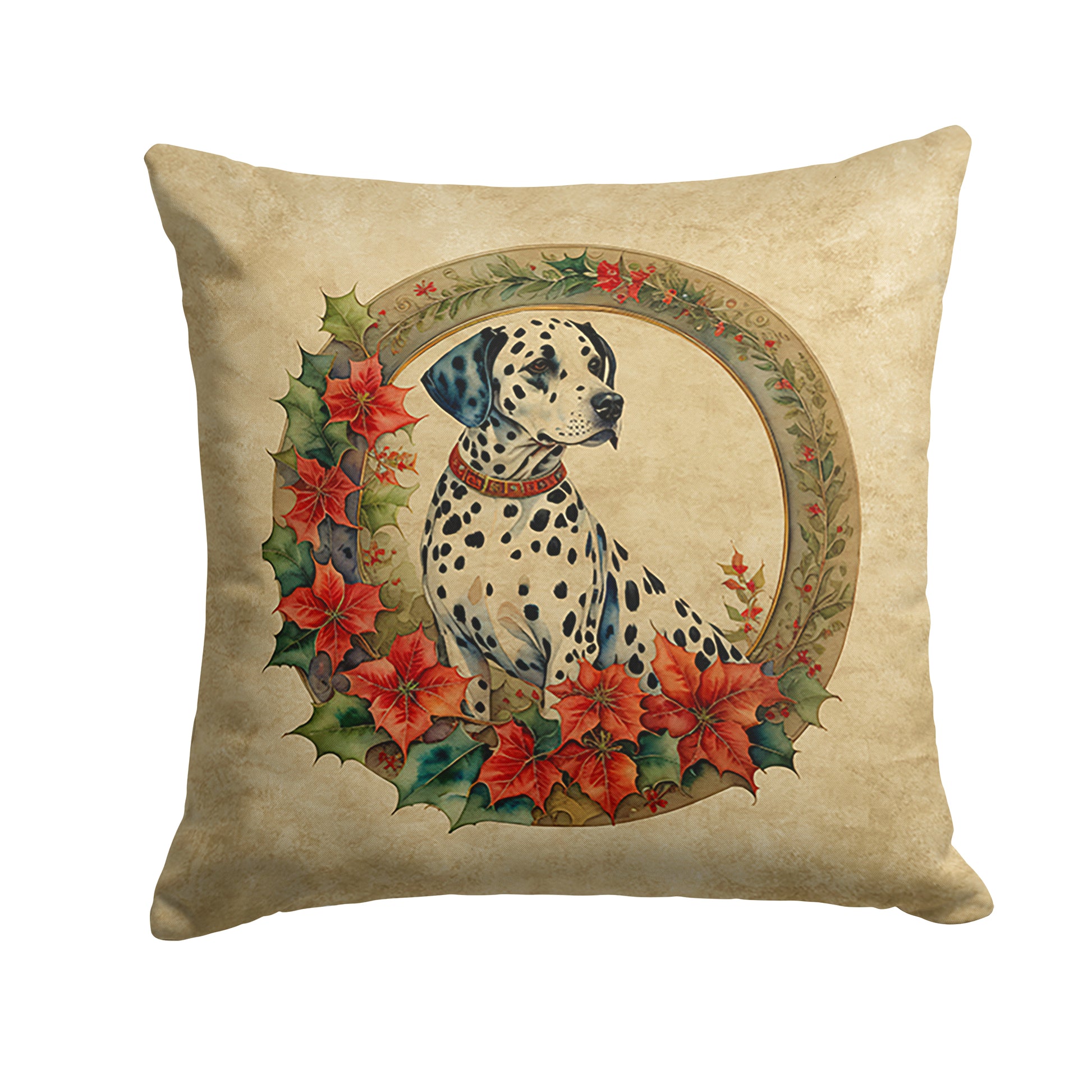 Buy this Dalmatian Christmas Flowers Throw Pillow