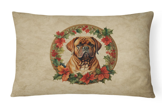 Buy this Dogue de Bordeaux Christmas Flowers Throw Pillow