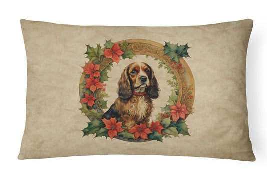 Buy this English Cocker Spaniel Christmas Flowers Throw Pillow