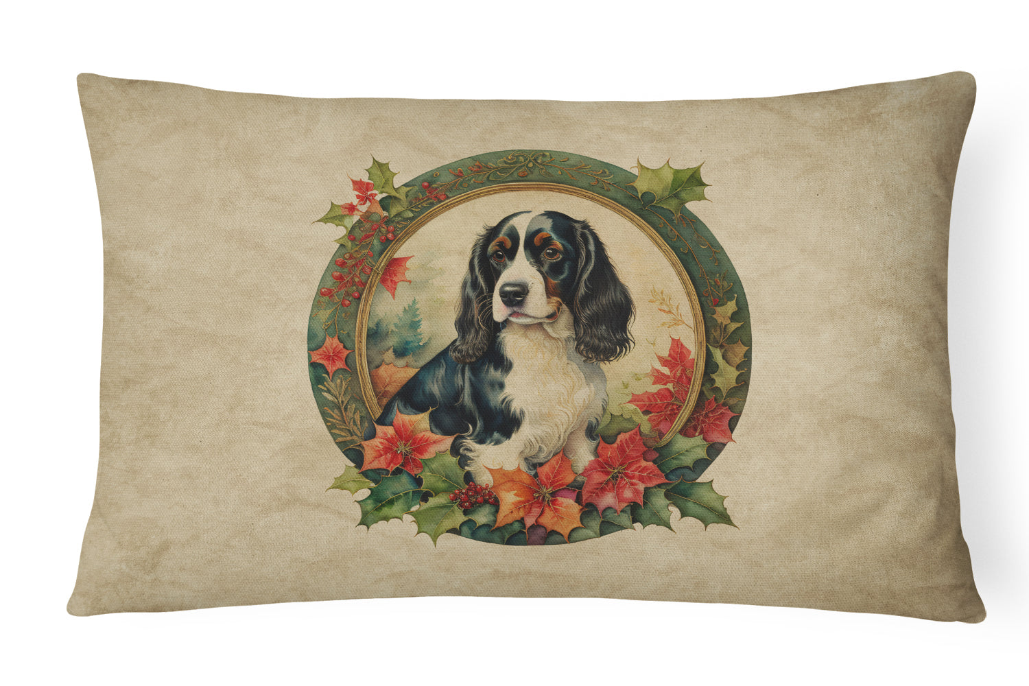 Buy this English Springer Spaniel Christmas Flowers Throw Pillow