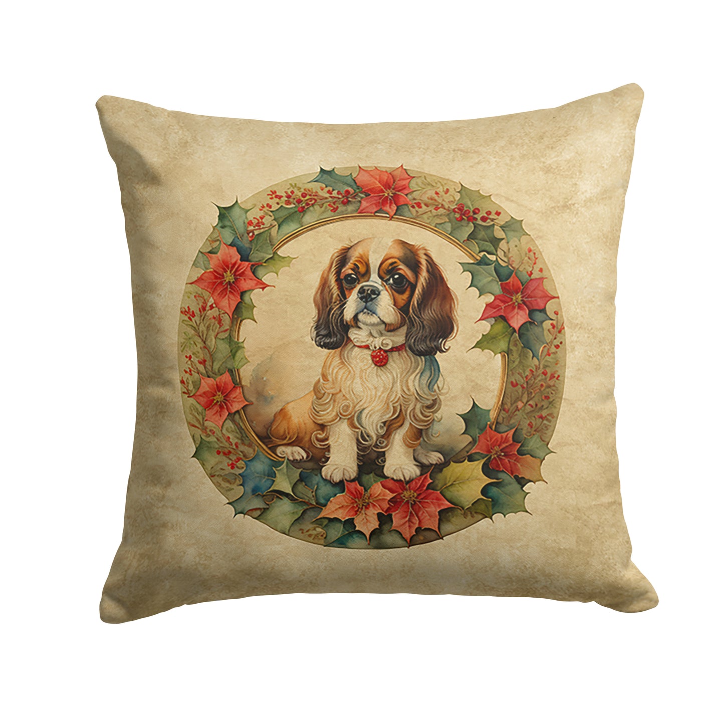 Buy this English Toy Spaniel Christmas Flowers Throw Pillow