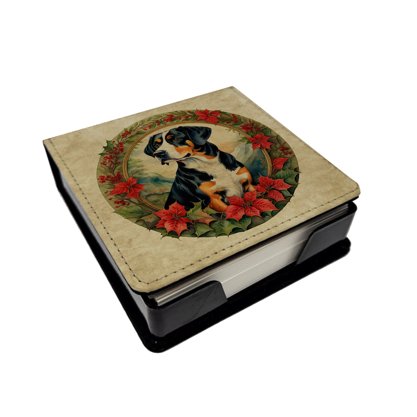 Buy this Entlebucher Mountain Dog Christmas Flowers PU Leather Note Paper Holder