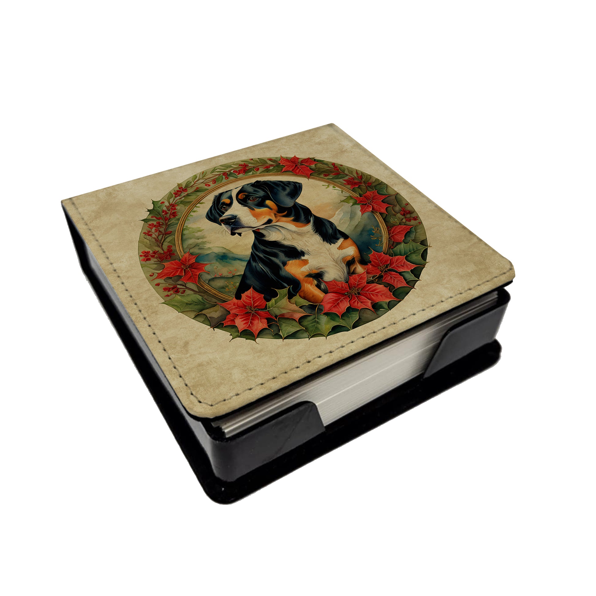 Buy this Entlebucher Mountain Dog Christmas Flowers PU Leather Note Paper Holder